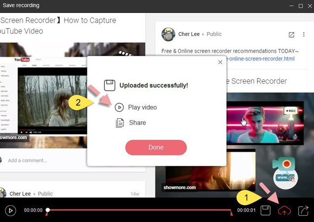 play and upload showmore video