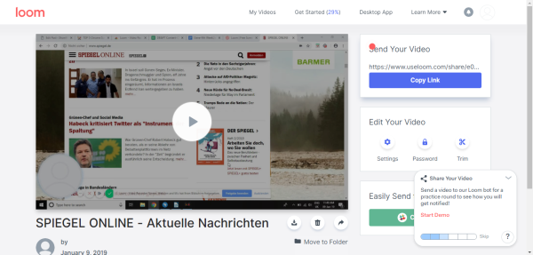 Video in Loom teilen