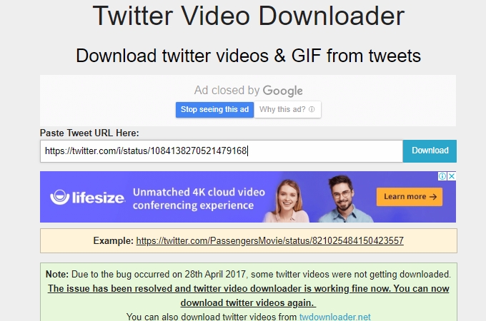 save twitter using twitter video downloader