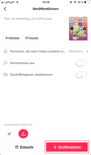 TikTok Slideshow teilen