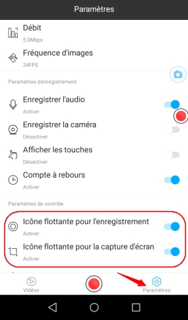 Paramètres d'enregistrement Tik Tok