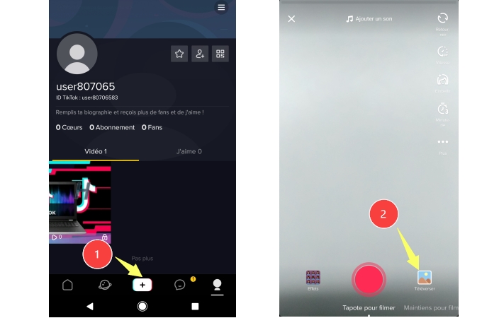 téléverser des photos dans Tik Tok