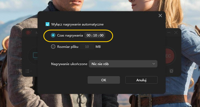 ustawienia automatycznego nagrywania