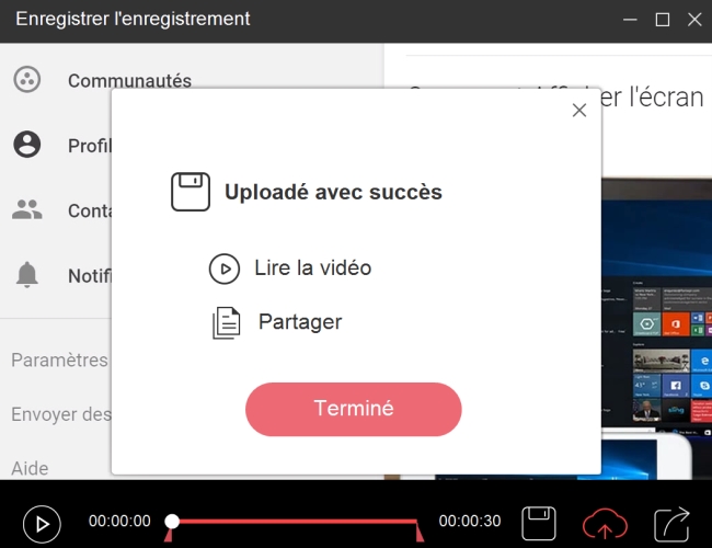 uploader l'enregistrement Chrome sur ShowMore