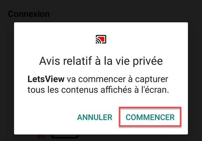 commencer la diffusion sur letsview 