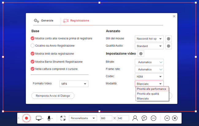 registratore dello schermo senza impostazioni di ritardo