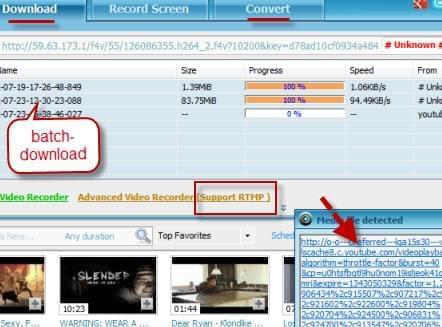 Video Download Capture functions