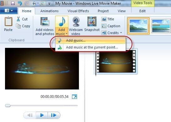 Add audio with moviemaker