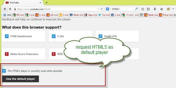 Request the HTML5 player