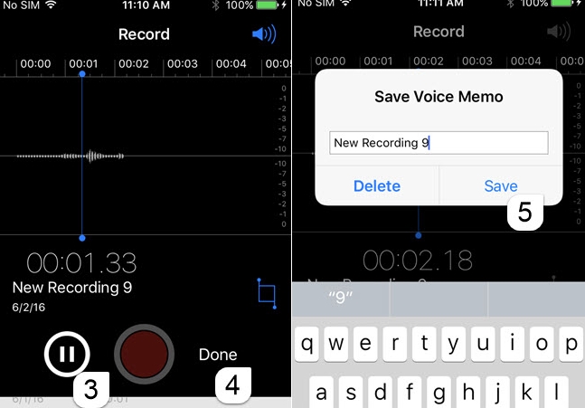 Preview and save voice memo