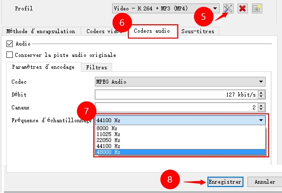 Ajuster le codec audio