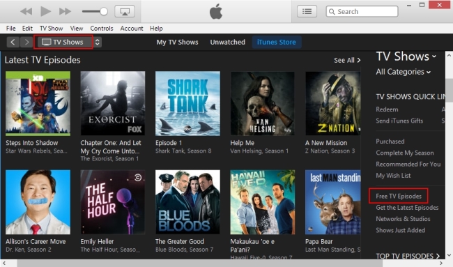 free TV shows on iTunes