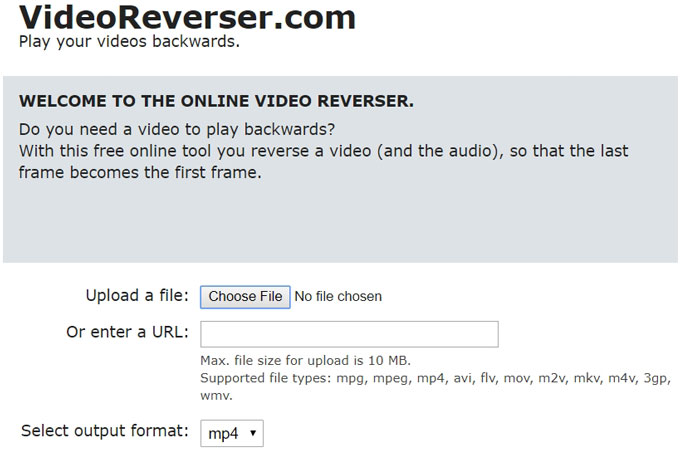 online video reverser
