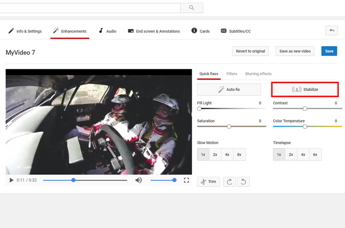 stabilize videos with youtube