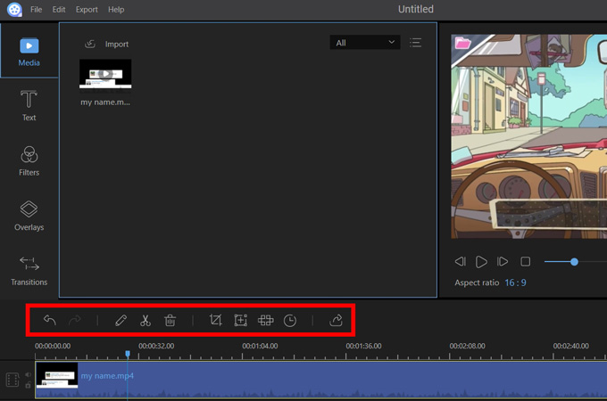 use toolbar to edit obs video