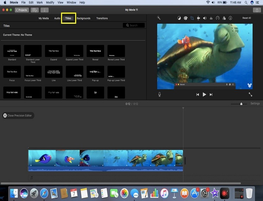 How to insert text in imovie